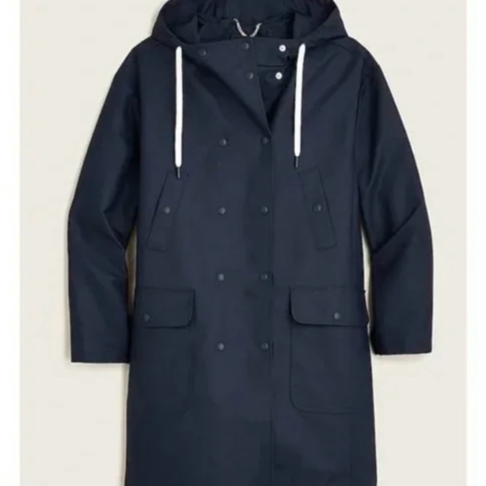 J.Crew Double Breasted Rain Coat Navy Blue